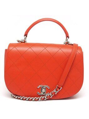 Chanel 2-Way Handbag Chain Shoulder Bag Red